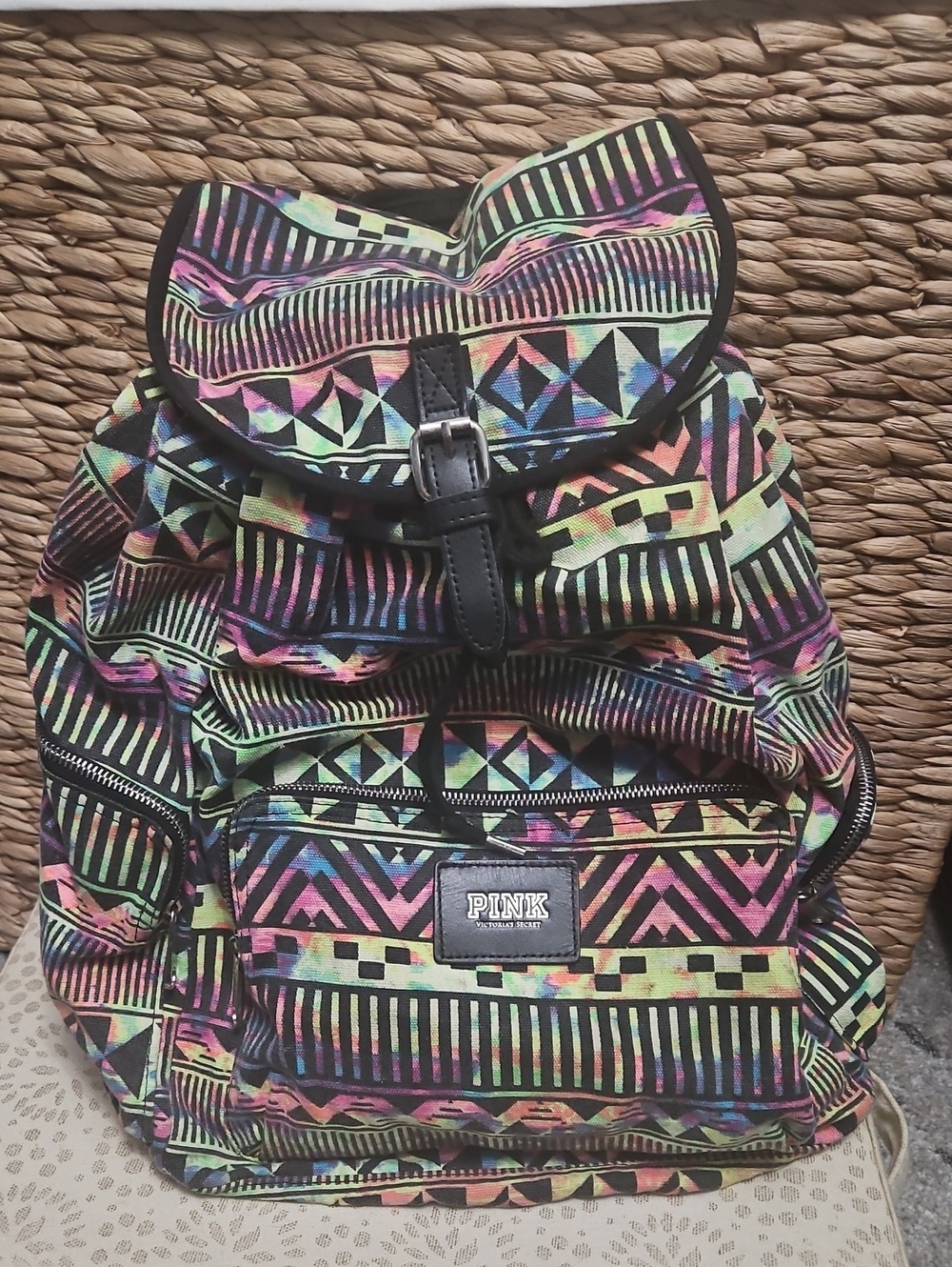 PINK Multicolor Geo Print Backpack